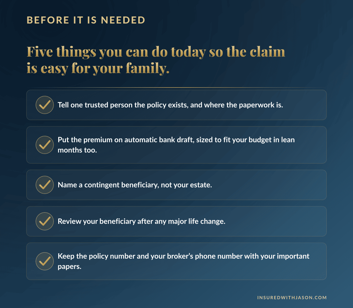 Five step checklist for making a burial insurance claim easy for your family — Insured With Jason